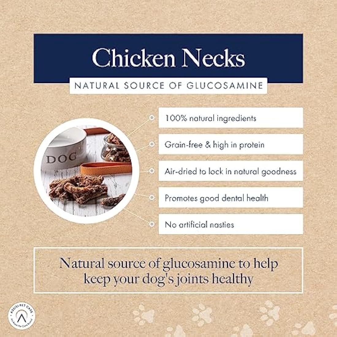 Hollings Chicken Necks Dog Treats, 100% Natural Air Dried Chew Treats for Adult Dogs, Grain Free and High in Protein (2kg)