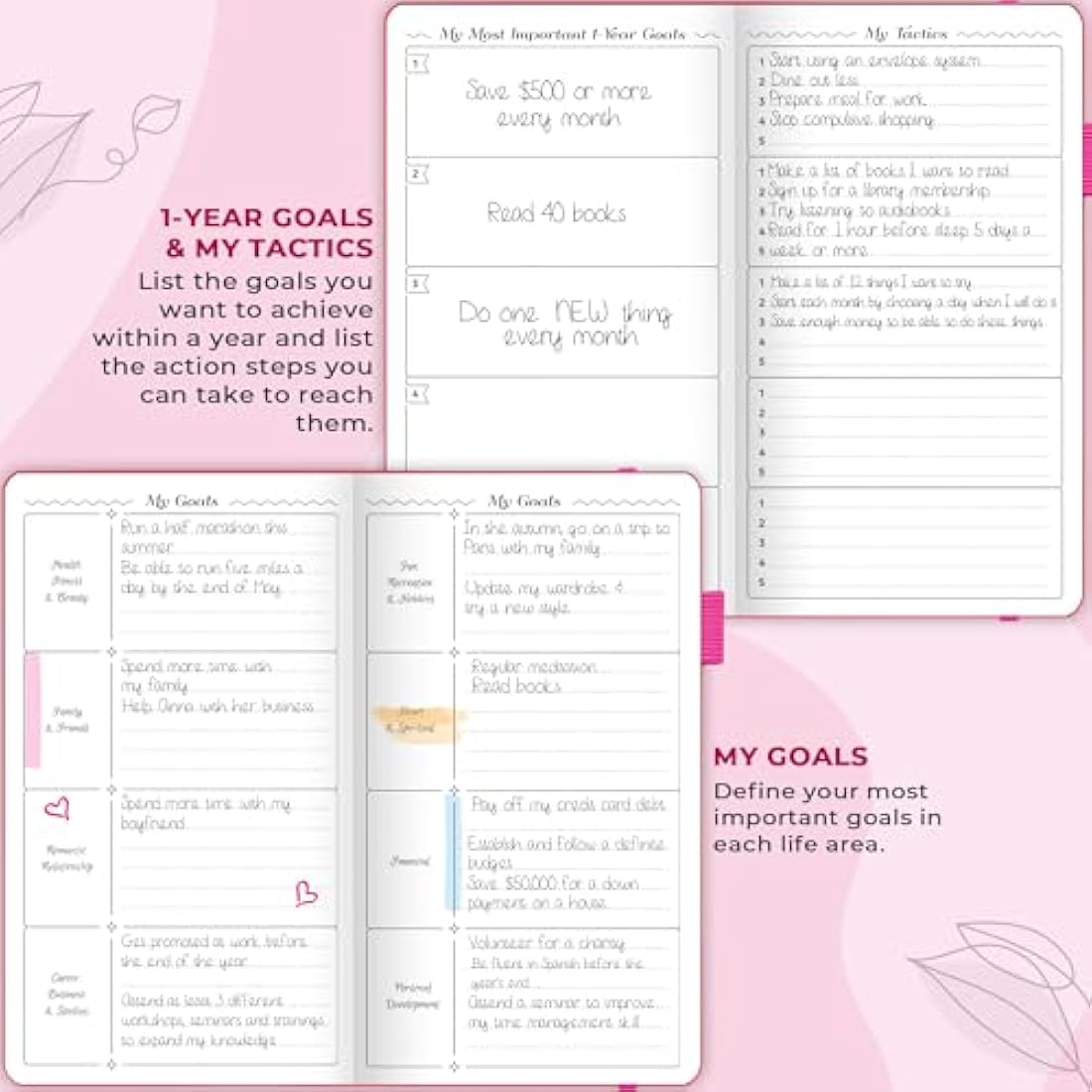 GoGirl Planner and Organizer for Women – Pocket Weekly Planner, Goals Journal & Agenda for Time Management & Productivity. Undated (Hot Pink)