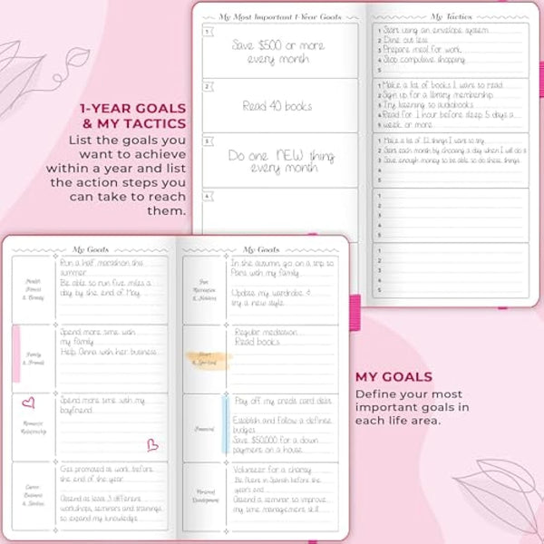 GoGirl Planner and Organizer for Women – Pocket Weekly Planner, Goals Journal & Agenda for Time Management & Productivity. Undated (Hot Pink)