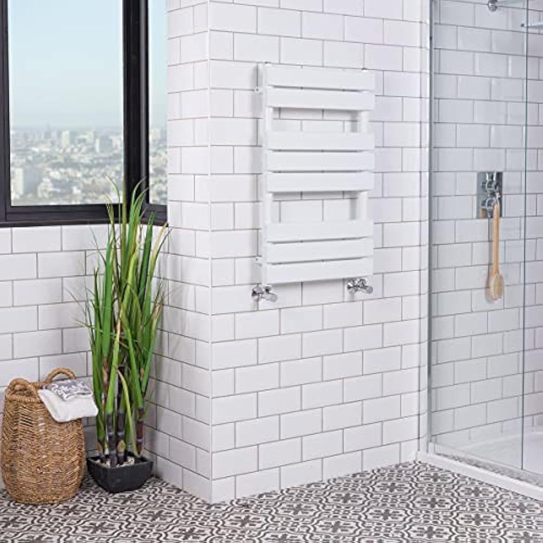 Warmehaus Designer Bathroom Flat Panel Heated Towel Rail Radiator Ladder Rad 800 x 500mm - White