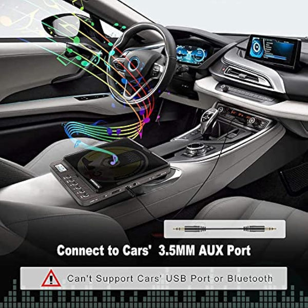 MONODEAL CD Player Portable with Built-in Speakers, Personal Rechargeable CD Player with Double 3.5mm Headphone Jack,Anti-Skip/Shockproof Function with LCD Display for Home, Car and Travel