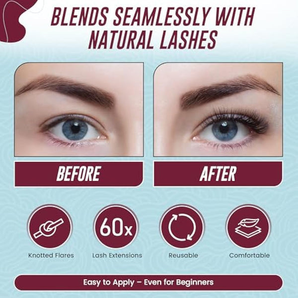 Individual Cluster Eyelashes False Extension | Ultra Thick Knotted Cat Eye Lash Clusters | Lightweight and Waterproof for a Stunning Look (Short 8 mm)