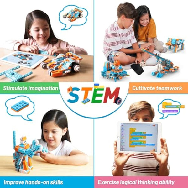 Apitor STEM Building Kits for Kids, 10-in-1 Programmable APP RC Robot/Car/Crane/Airplane, Science Kits for Kids 10-12, Building Toy Gifts for for 8-16 Year Old Boys Girls (389 PCS)