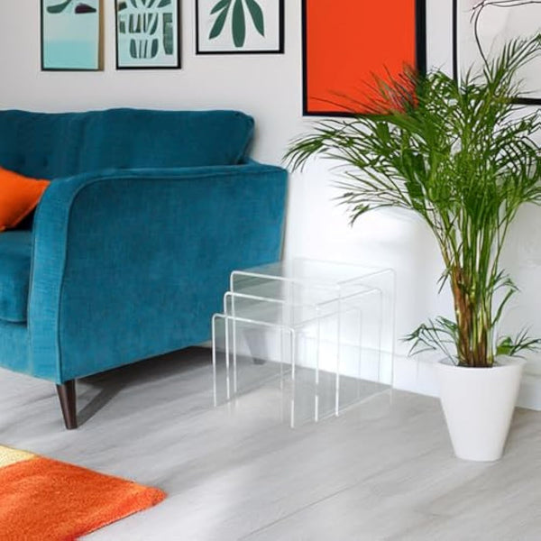 Acrylic Perspex Plastic Nest of Tables Living Room Table Hygienic Easy Clean