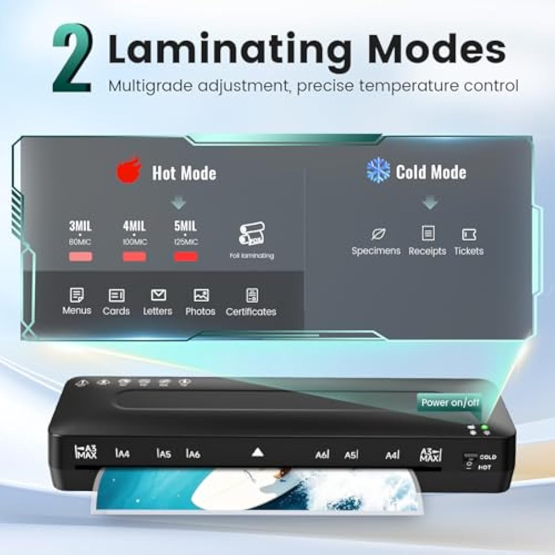 A3 Laminator Machine Laminating Machine - Cold and Thermal Laminator with Laminating Sheets for A3/A4/A5/A6, 5-in-1 Lamination Machine with Paper Trimmer and Corner Rounder for Home Office School
