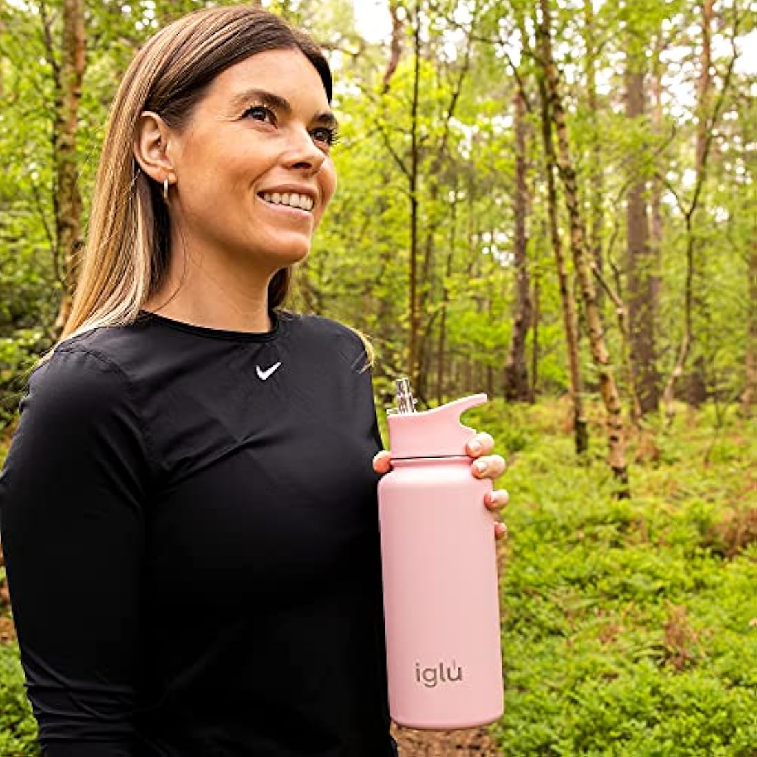 iglu Reusable Water Bottles | Premium Double Walled Stainless Steel | 1 Litre Vacuum Insulated Bottle | Leakproof Straw Lid | Sweatproof & BPA Free | Great His & Her Eco Gift (Himalayan Pink, 1L)