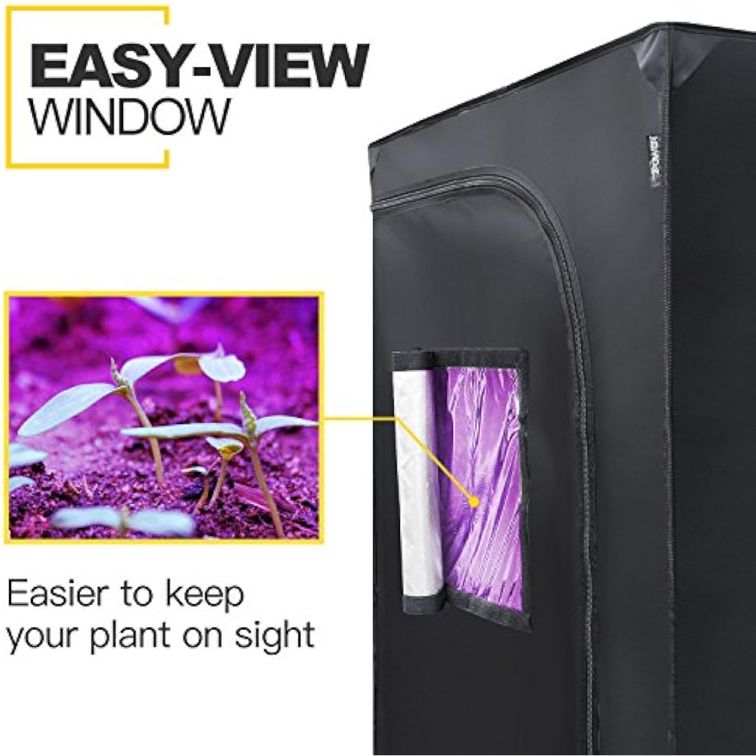 iPower GLTENTM1 Mylar Hydroponic Grow Tent for Indoor Seedling Plant Growing w/Metal Push-Lock Corners, 48 by 48 by 80-Inch, Water-Resistant. Removable Mylar Floor Tray Included