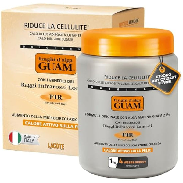 GUAM FIR Anti Cellulite Seaweed Hot Body Mud - 1kg Cellulite Remover for Flat Tummy & Waist - Belly Tightening Skin Firming Cream - INFRARED Body Warp Treatment - Boost Circulation, Improve Elasticity