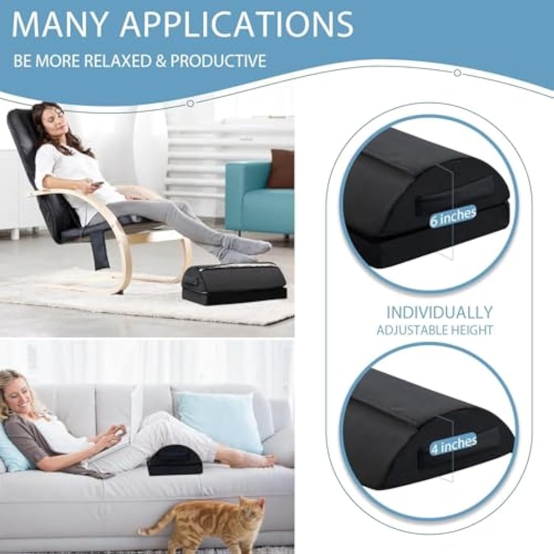 Foot Rest for Under Desk at Work, Adjustable Desk Footrest for Office Chair & Gaming Chair,Ergonomic Footrest Pillow Desks Foot Stool for Home Airplane Car to Relieve Back Knee Pain