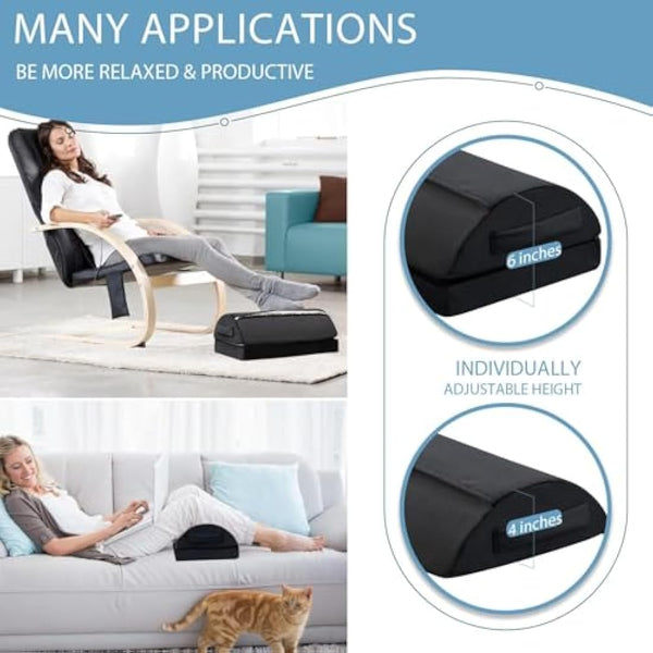 Foot Rest for Under Desk at Work, Adjustable Desk Footrest for Office Chair & Gaming Chair,Ergonomic Footrest Pillow Desks Foot Stool for Home Airplane Car to Relieve Back Knee Pain