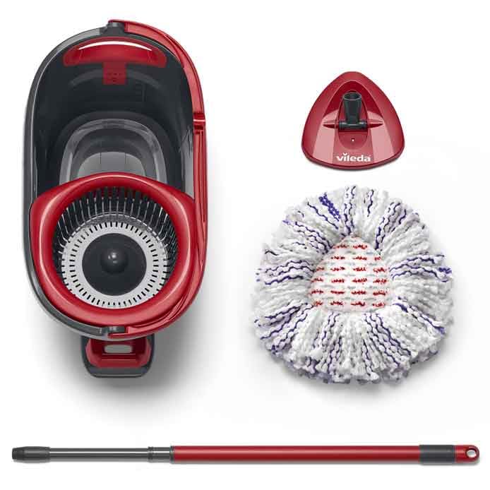 Vileda Turbo 3 in 1 with Microfibre Pad, Spin Mop For Cleaning Floors, Set Of 1x Mop And 1x Bucket