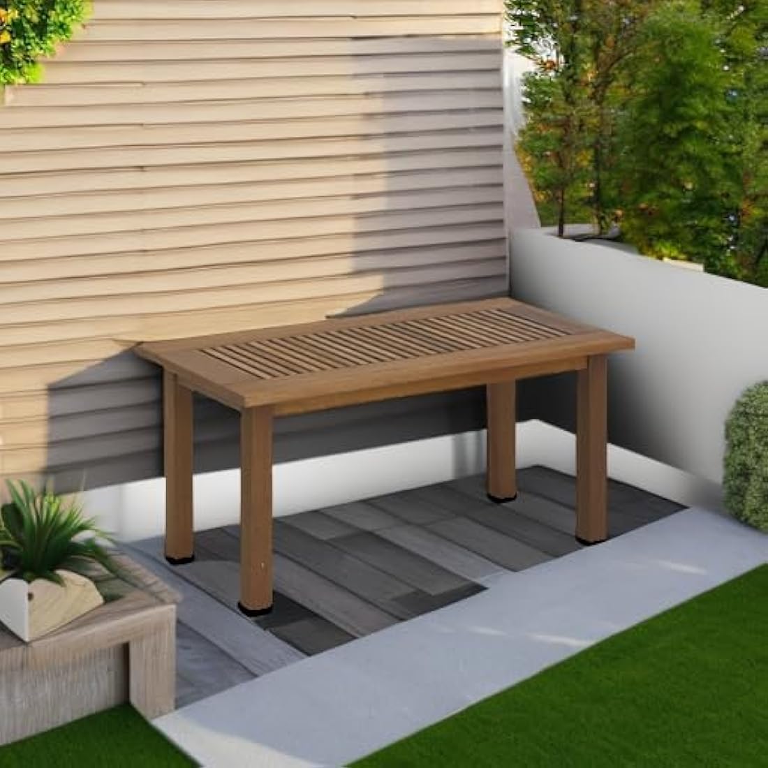 Furinno Tioman Hardwood Outdoor Coffee Table in Teak Oil, Natural