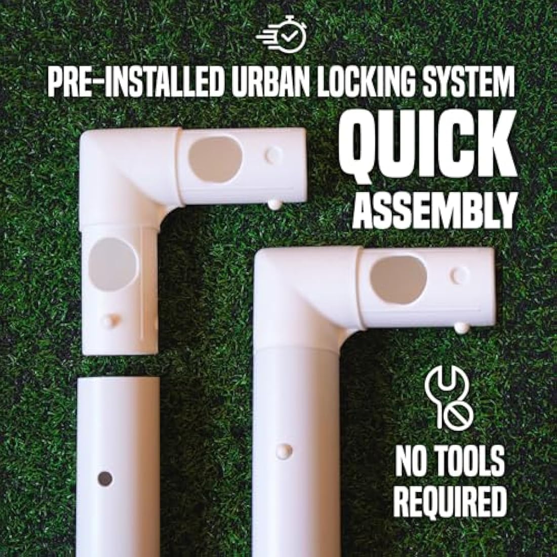 Football Flick Ultimate All Weather uPVC Football Goal with UV treated 70mm thick posts, integrated locking system, and strengthened corners (Sizes: 6x4, 8x4, 8x6, 12x6)