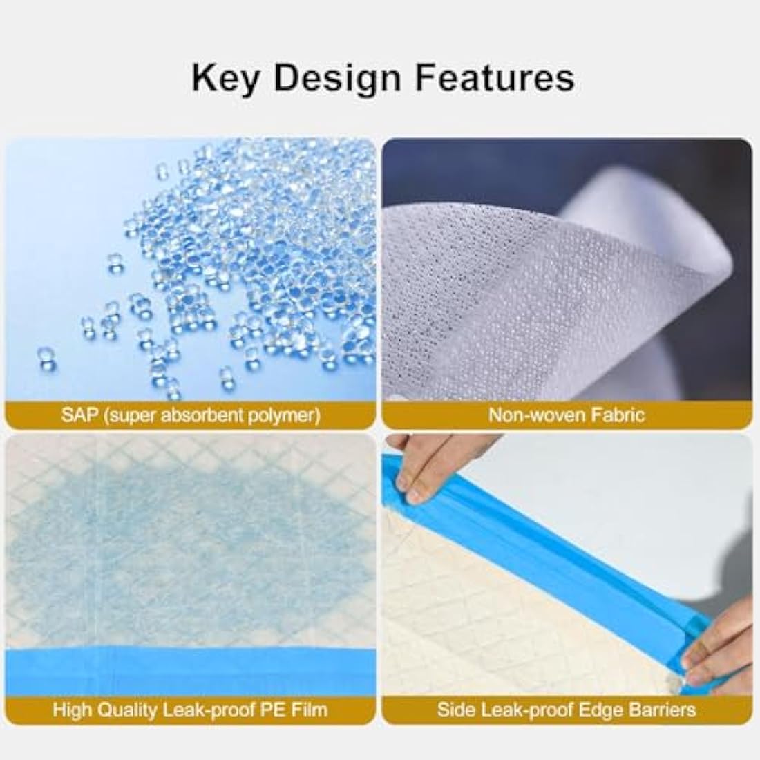 Gardner Pet Extra Large Puppy Pads 70x85cm, Ultra Absorbent Thicker Puppy Training Pads, 6 Layers of Leak-proof, Edge-Wrapping, Fast Drying, Suitable for Dogs, Cats, Rabbits (50 Pack, Blue)