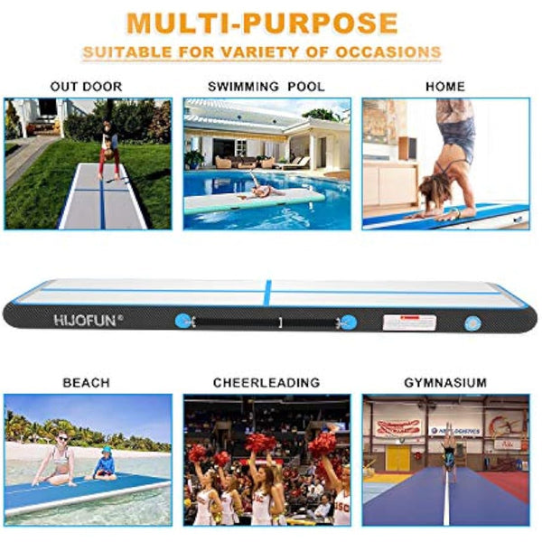 HIJOFUN Inflatable Gymnastics Mat 3m/4m/5m/6m with Practical Pump and 10/20cm Thick Aerobatic Tracks Inflatable Gymnastics Gymnastics Tumbling Yoga Taekwondo
