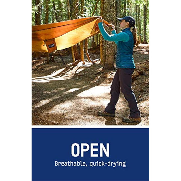 ENO Singlenest Hammock Navy Royal Soft Breathable Fabric 70 Denier High Tenacity Nylon Taffeta Heavy Duty Triple Stitched Fast Dry Compression Stuffsack Aluminium Wiregate Carabiners Weight 454 g