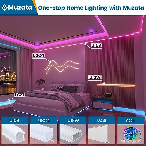 Muzata 10Pack 6.6FT/2M Excellent Spotless LED Aluminium Profile with Thicker Milky White Cover No Hot Spots Silver Deeper LED Strip Diffuser Channel Strip Light Diffuser U108 WW 2M