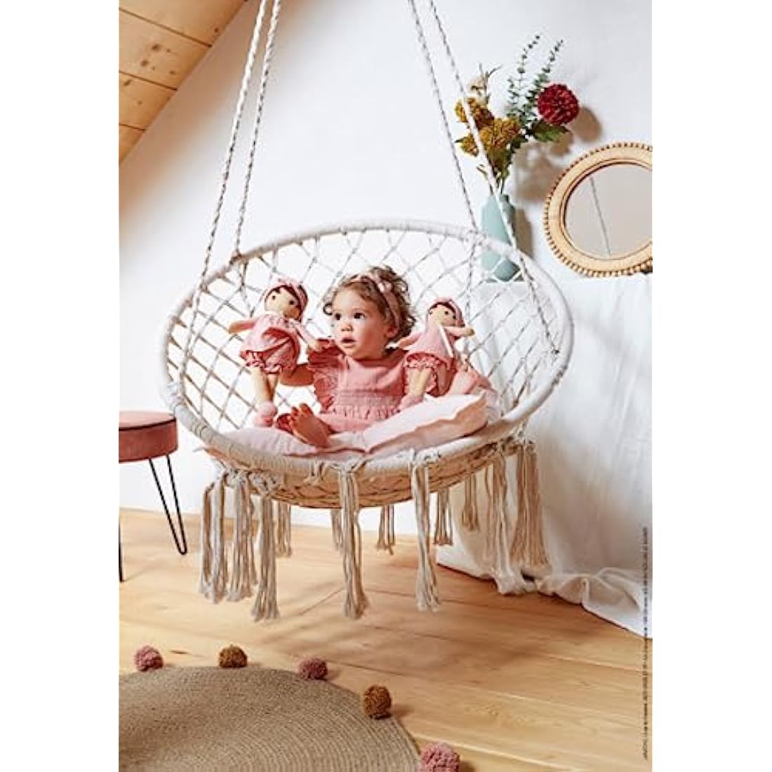 Kaloo - Tendresse - Amandine - My 1st Soft Doll - 32 cm Fabric - Pink Muslin Dress - Olive Skin - Pretty Gift Box and Customisable Ribbon - 0 Months +, K200005, LARGE