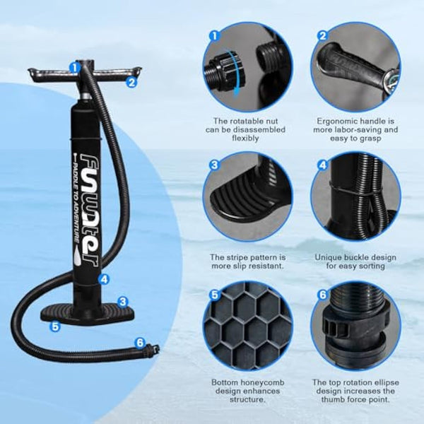 FunWater SUP Inflatable Stand Up Paddle Board Ultra-Light with Inflatable Board,ISUP Accessories,Three Fins,Adjustable Paddle, Pump,Backpack, Leash.