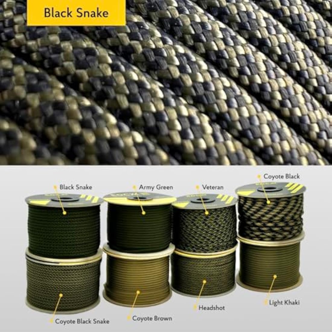 EdcX 4mm Rope 550 - Type III, 100% Rope, 7 Strand Rope, 4mm Rope in Solid Colors