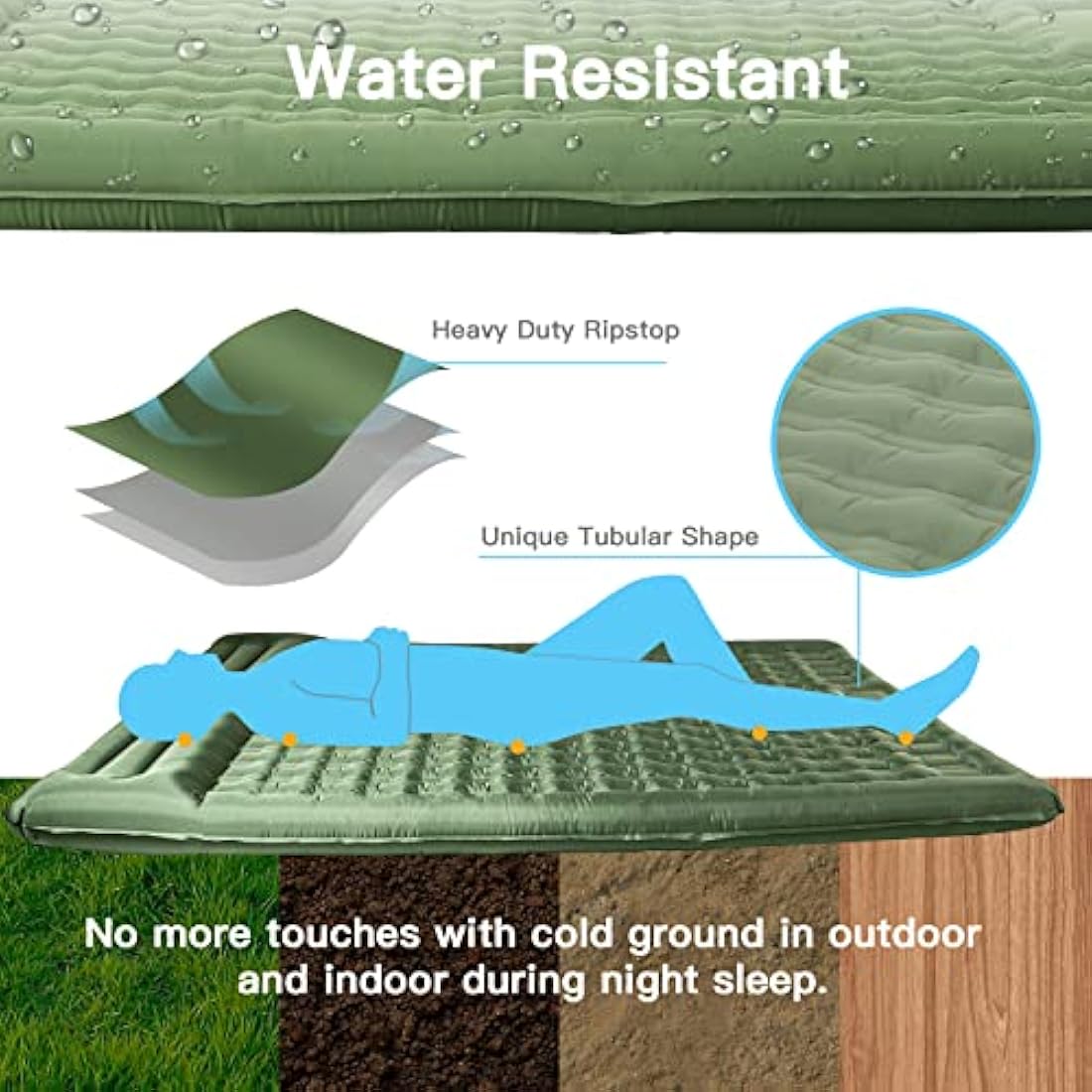 Douthfolle Sleeping Pad for Camping, Extra Thick 5 Inch Camping Mat Sleeping Mat Camping Sleeping Pads with Built-in Foot Pump for Camping,Hiking,Tent,Traveling