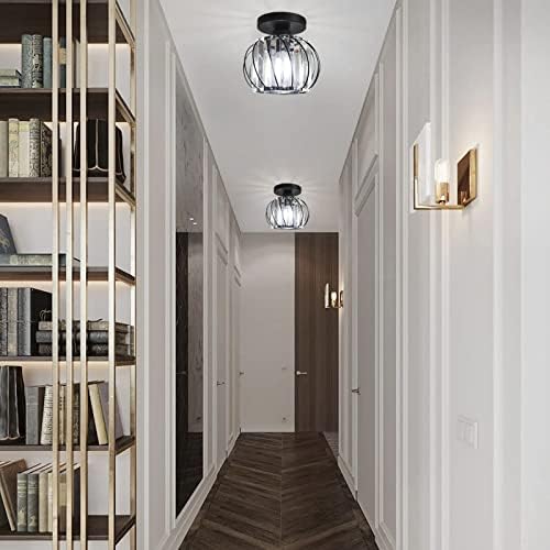 Hudi Fyier Chandelier Crystals Ceiling Lighting Fixtures,2 Pack Small Flush Mount Ceiling Light for Kitchen Hallway Dining Rooms Living Rooms Bar (Black)