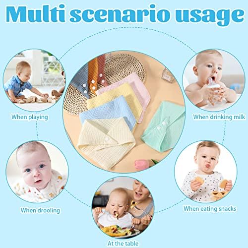 10 Packs Baby Bandana Dribble Bibs, Cotton Soft and Absorbent Drool Bibs with Adjustable Snaps