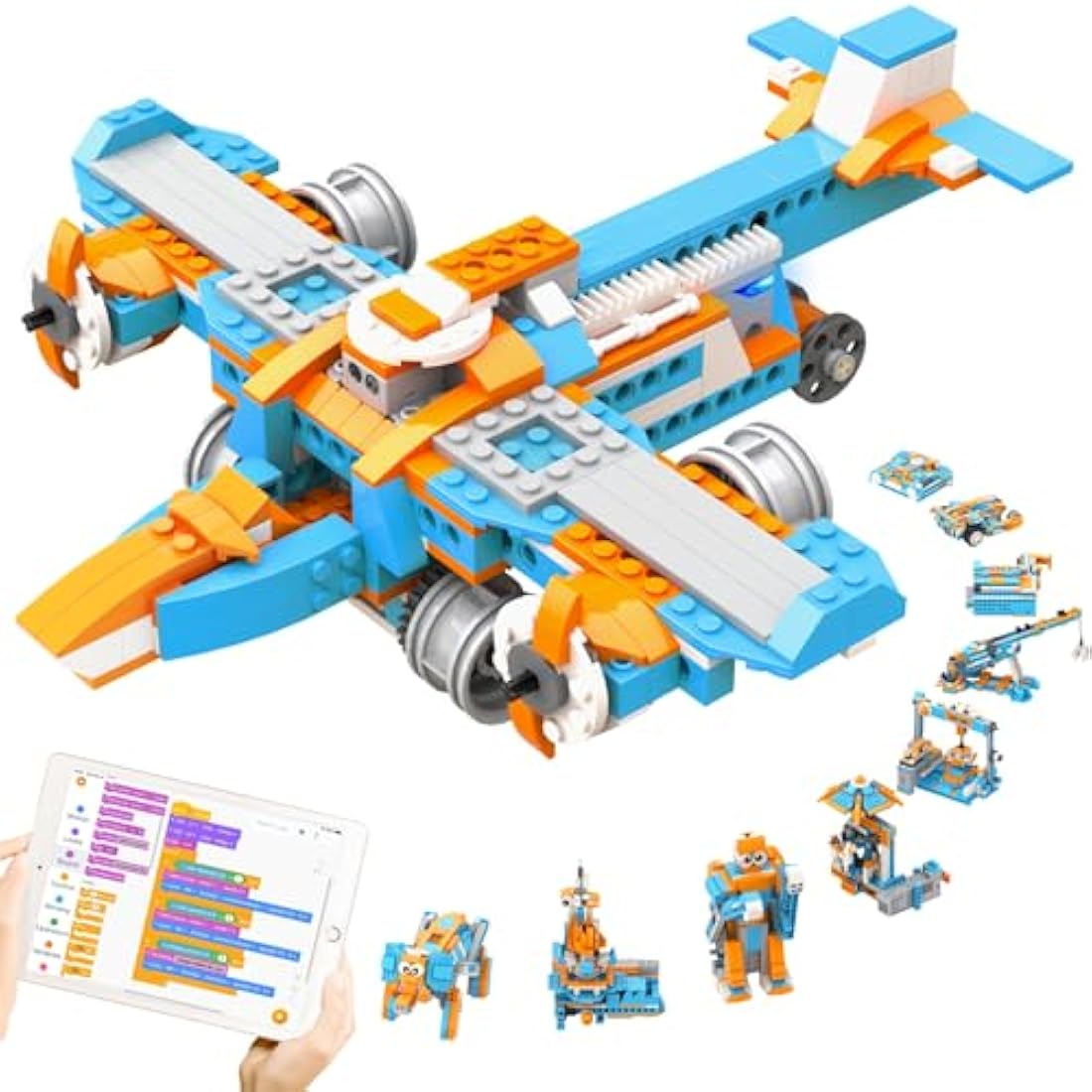 Apitor STEM Building Kits for Kids, 10-in-1 Programmable APP RC Robot/Car/Crane/Airplane, Science Kits for Kids 10-12, Building Toy Gifts for for 8-16 Year Old Boys Girls (389 PCS)