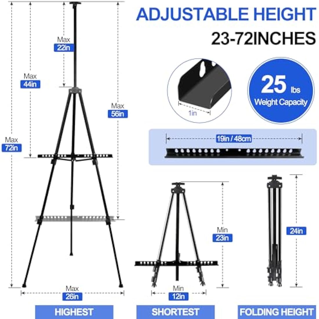 FUDESY Artist Easel Stand, Adjustable Art Tripod for Painting, 58cm to 182cm Tabletop and Floor Painting Display Adult Easel Stand, Aluminum Drawing Stand with Portable Bag