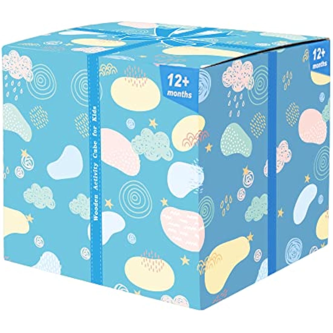 HELLOWOOD Wooden Activity Cube Baby Toys, 8-in-1 Montessori Educational Toy Set, Bead Maze Shape Sorter Abacus Xylophone Words & Clock Learning, STEM Toys for Boys Girls Toddlers Age 18 Months and up