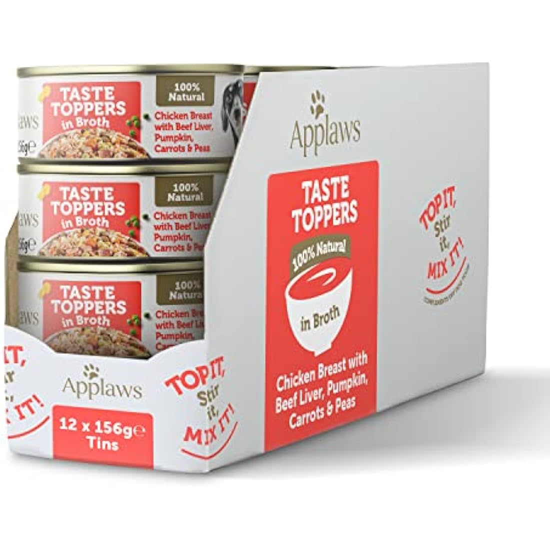 Applaws 100% Natural Adult Wet Dog Food, Chicken Breast with Beef Liver and Vegetables in Broth Tin (12 x 156g)