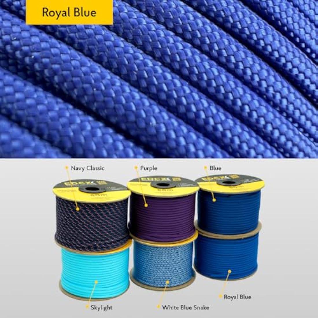 EdcX 4mm Rope 550 - Type III, 100% Rope, 7 Strand Rope, 4mm Rope in Solid Colors