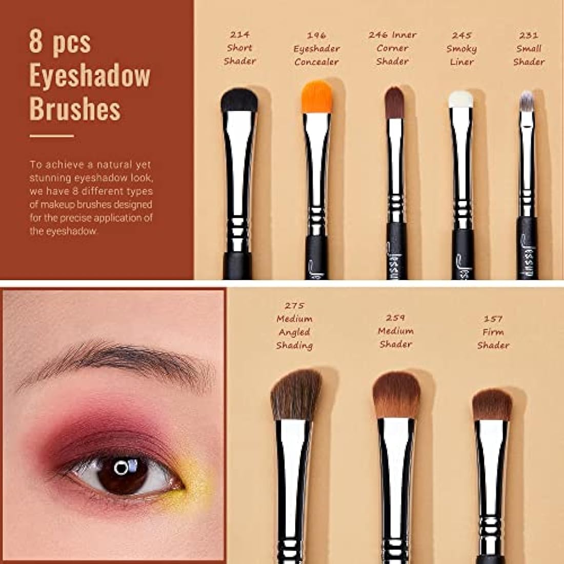 Jessup Eye Makeup Brushes Set Professional 28pcs Premium Synthetic Make up Brushes for Eyeshadow Eyeliner Eyebrow Blending, Black T341
