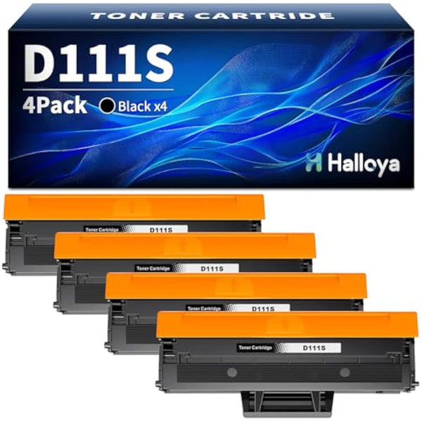 Halloya D111S D111L Compatible Toner Cartridges Replacement for Samsung MLTD111S MLT-D111S for Xpress M2026 M2026W M2020 M2020W M2022 M2022W M2021 M2021W M2078W M2070 M2070W M2070FW (Black, 4 Pack)