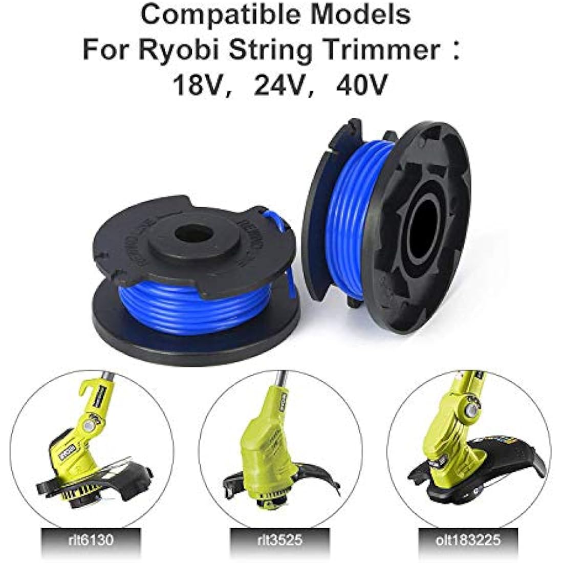 Eyoloty RAC124/AC14RL3A Trimmer Spool Line - 11ft (3.4m) 0.065" (1.65mm) for Ryobi 18v 24v 40v 0LT1825 0LT1830H 0LT1831 0LT1832 RLT2925 Cordless Grass Trimmers & Strimmers(6 spool+1 spool cover)