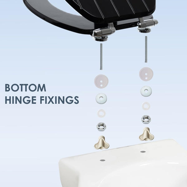 AQUALONA® Luxury Soft Close Toilet Seat - Moulded Wood - Stainless Steel Slow Close Hinges - Click, Lift & Clean Technology (Bamboo Toilet Seat)