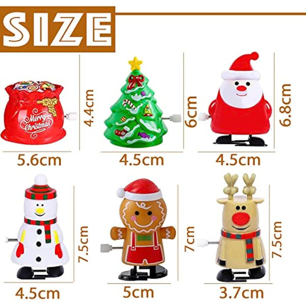 Mienocol 6pcs Christmas Wind Up Toys for Kids, Funny Jumping Xmas Gift, Walking Spring Toy for Christmas Party Favors, Stocking Stuffers, Goody Bag Filler