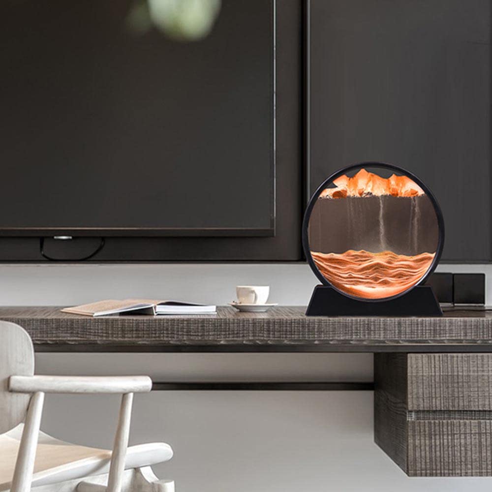 Arthink Moving Sand Art Picture,Liquid Motion 3D Sea Sandscape in Motion Display, Flowing Sand Frame Desktop Art Bookshelves Home Office Decoration(12 inch, Green)