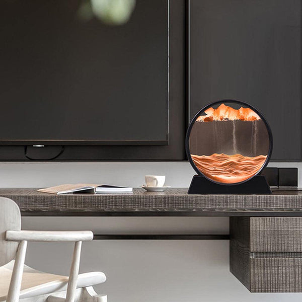 Arthink Moving Sand Art Picture,Liquid Motion 3D Sea Sandscape in Motion Display, Flowing Sand Frame Desktop Art Bookshelves Home Office Decoration(12 inch, Green)