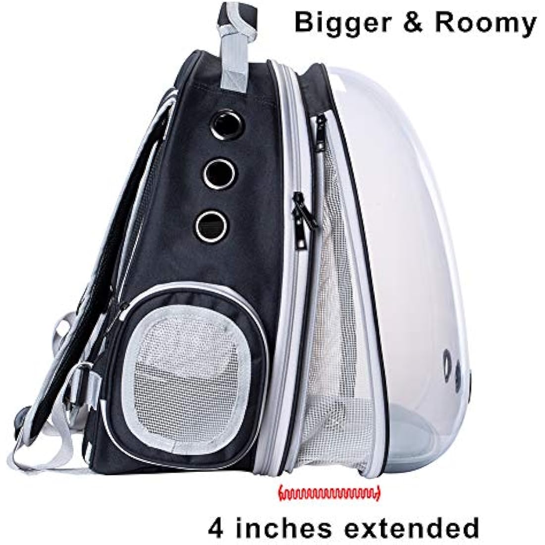 Interfashioner® Cat Backpack Carrier, Fit up to 5.5 kgs Pet, Back Extension Space Capsule Clear Bubble Window Pet Carry Transport Book Bag for Kitten Bunny(Black, Back Extension)