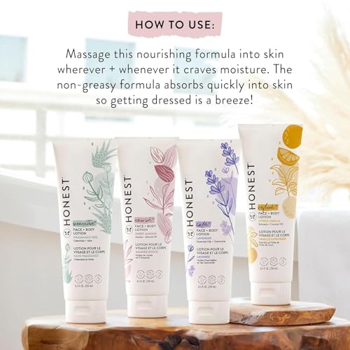 Honest Calming Lavender Hypoallergenic Face And Body Lotion With Naturally Derived Botanicals, Dreamy Lavender, 8.5 Fluid Ounce