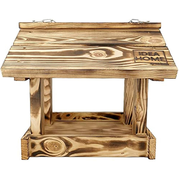 LEVIATAN MAXI Wooden Bird Feeder | Chain Hanging | Outdoor Feed Tray with Roof | Ready-to-Use, No Assembly Required | Feeder for Wild Birds All Year Round