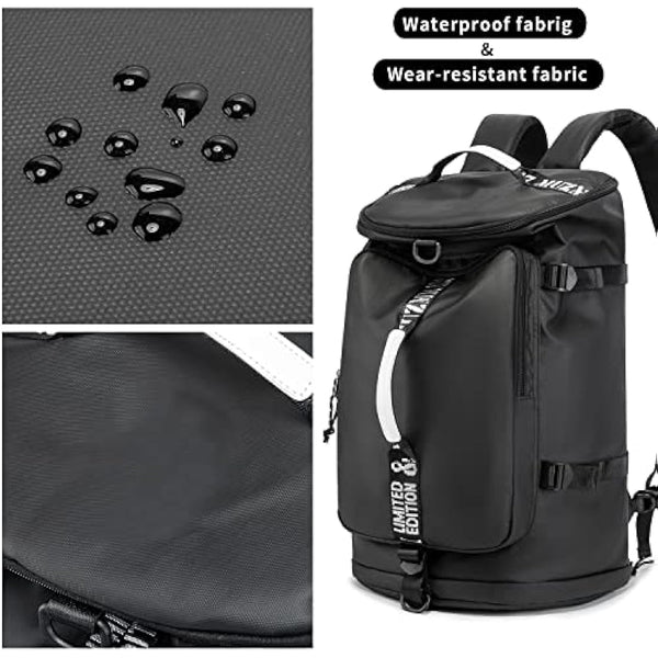 FUNYAGO Gym Backpack Hiking Duffle Bag Woman Man 40L Large Waterproof Backpack Suitable for Hiking, Travel, Black, 大号, Outdoor Cross-country