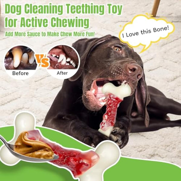 2TRUL Dog Toys for Aggressive Chewers, Indestructible Dog Toys for Large Dogs, Real Bacon Flavored, Dog Bones for Medium/Large Breed Dogs, Dog Chew Toys to Keep Them Busy