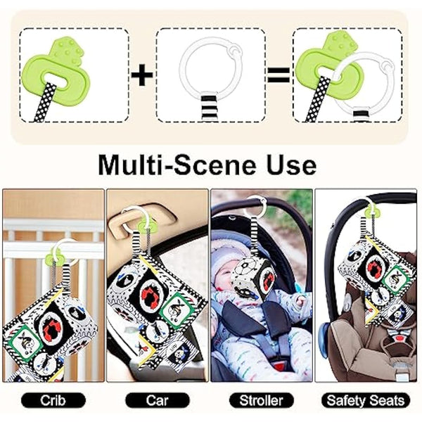 HappyKidsClub Black and White Sensory Toys, Baby 0-6 Months Montessori for Babies 6-12 Soft Book 6 Plus Tummy Time Gifts Newborn Toys