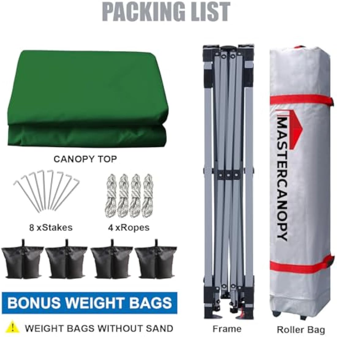 MASTERCANOPY Durable Ez Pop-up Gazebo Tent with Roller Bag (3x3M,Forest Green)