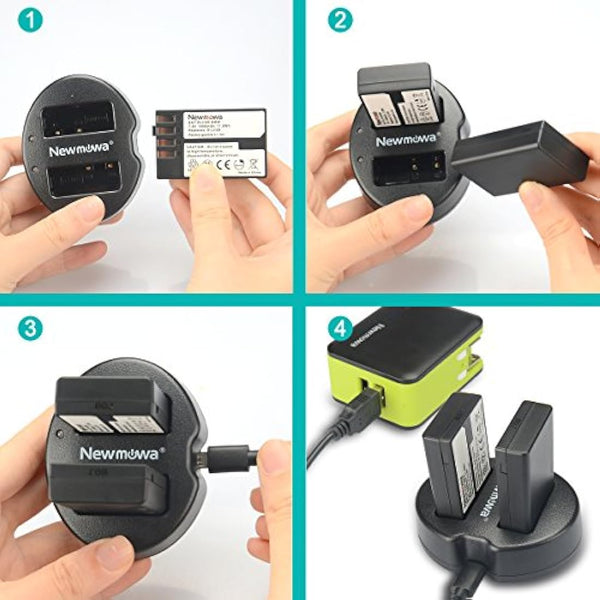 Newmowa D-Li109 Replacement Battery (2-Pack) and Dual USB Charger for Pentax D-Li109 Pentax K-R KP K-30 K-50 K-500 K-S1 K-S2