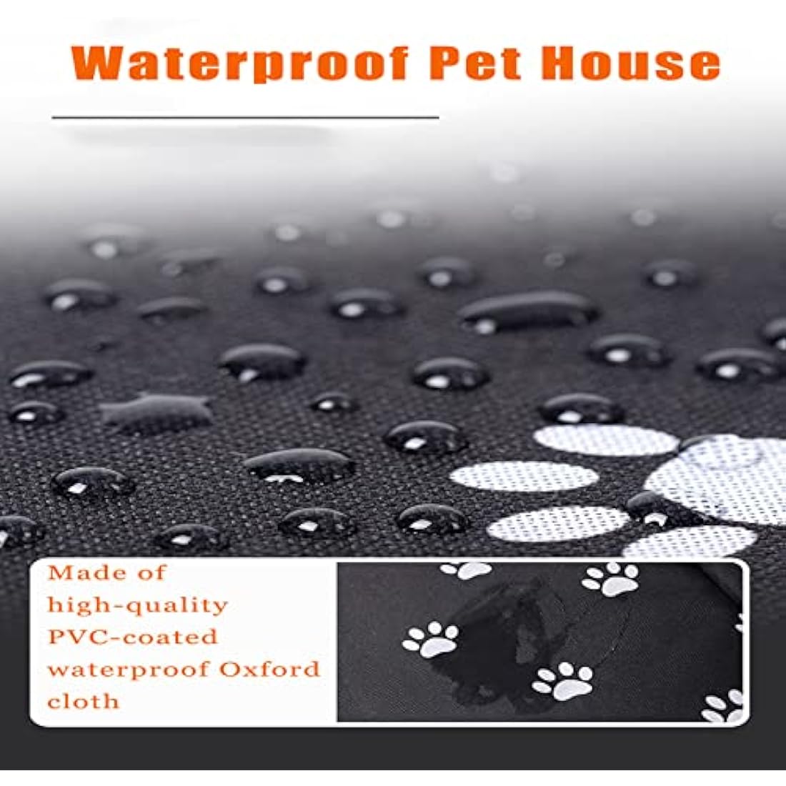 Cat House for Outdoors, Cat House for Winter, Waterproof Outdoor Pet House with Removable Transparent Curtain (Black, L)