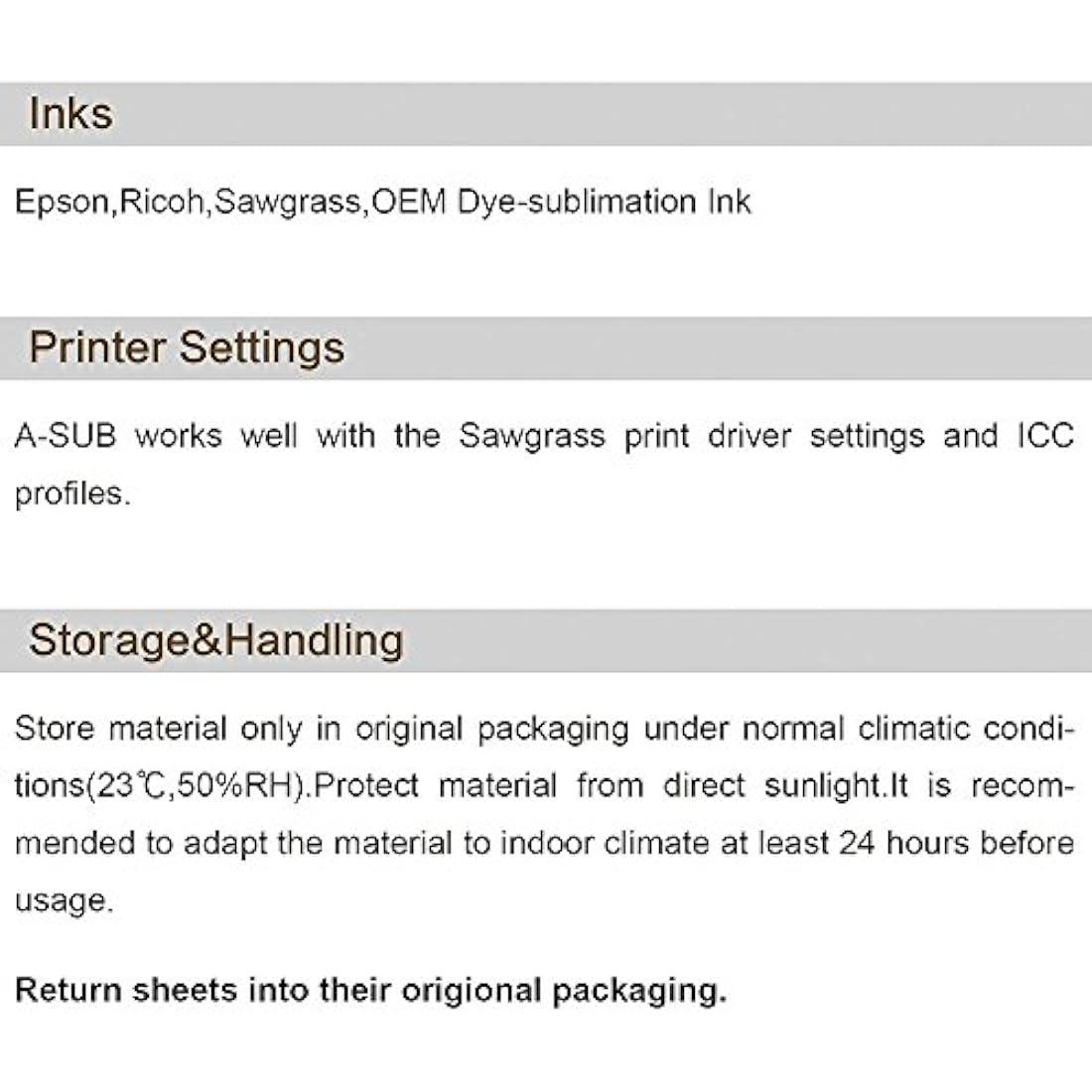 A-SUB Sublimation Paper A4, 210x297mm, 500 Sheets, 125gsm, Compatible with EPSON, SAWGRASS, RICOH, Brother Sublimation Printer