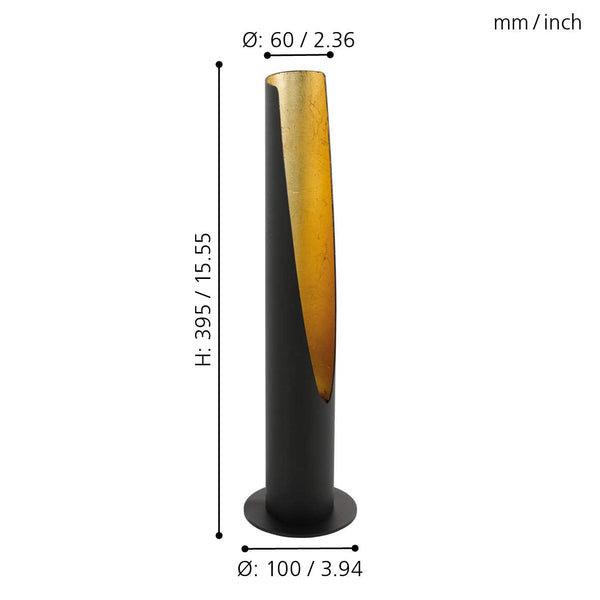 Eglo Table Lamp Barbotto, 1 Bulb Table Light, Steel Rod Lamp, Colour: Black, Gold, Socket: GU10, incl. Switch.